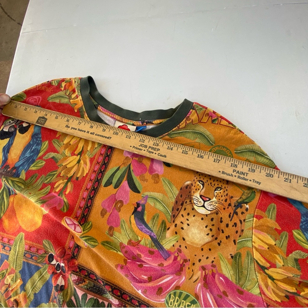 FARM Rio Anthropologie Brazil Jungle Leopard Parrot Sweatshirt Top women’s xl - Picture 11 of 16